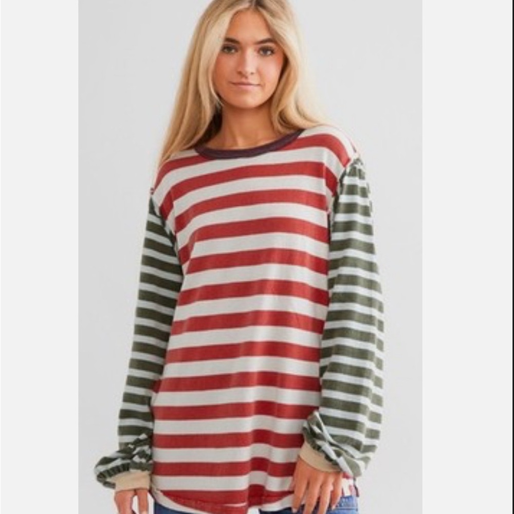 NWT FREE PEOPLE Sawyer stripe long sleeve tshirt
